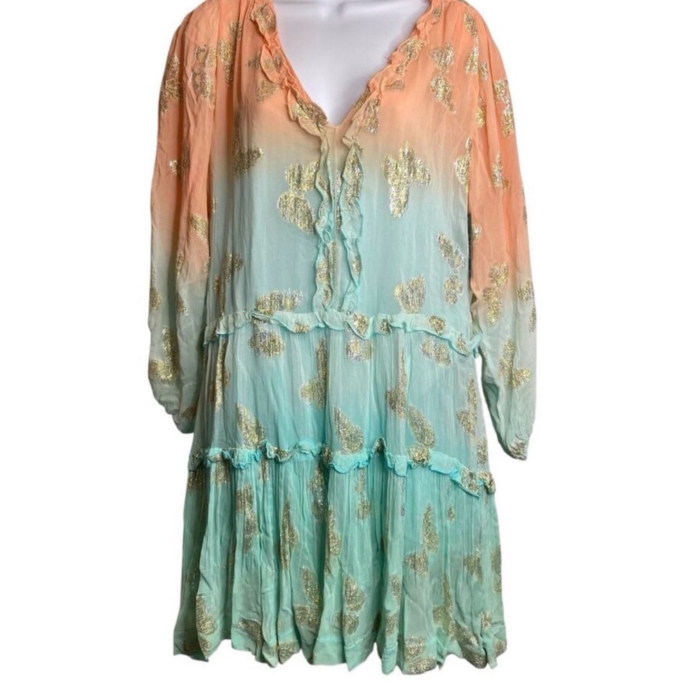 Boston Proper Ombre Dress with Gold Details
